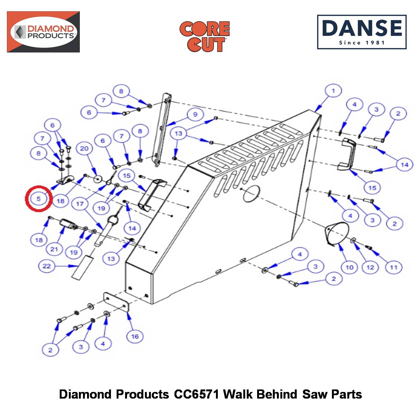 Guard Mounting Tab CC6500 (90 Degree) 6010558 Fits Core Cut CC6571 Walk Behind Saw By Diamond Products