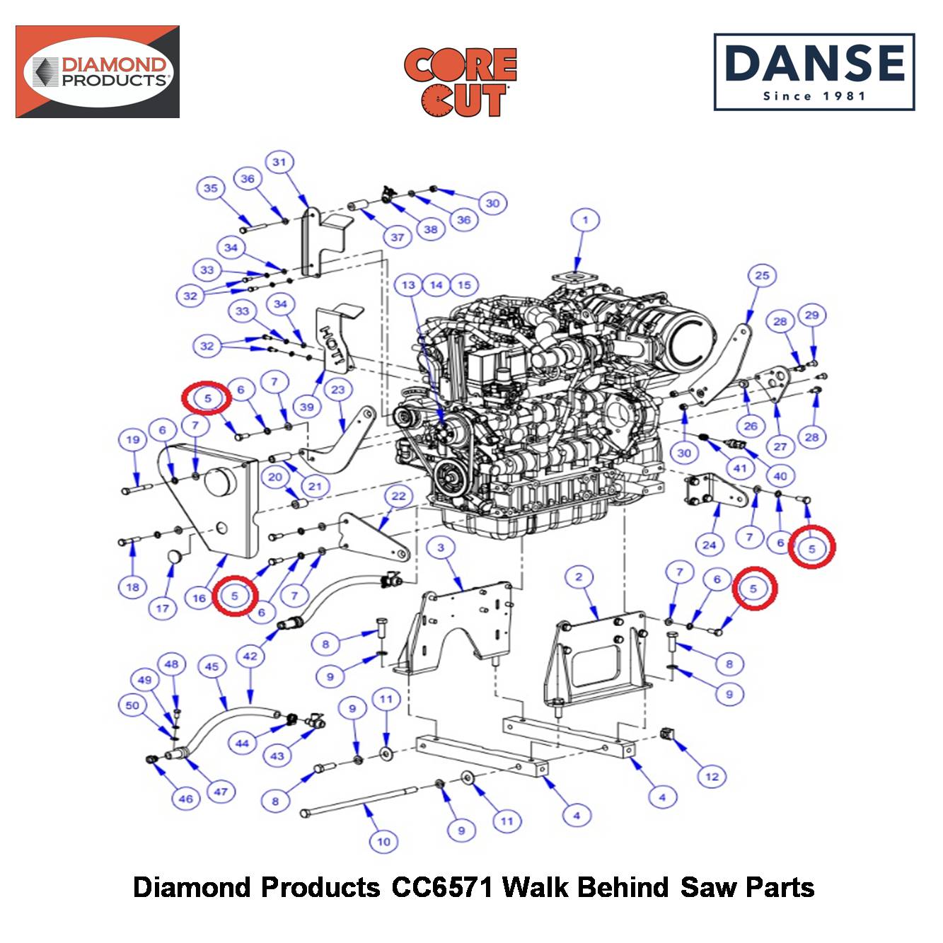 M12-1.25 X 30 Hex Hd Cap Fine Thread Class 8.8 2900746 Fits Core Cut CC6571 Walk Behind Saw By Diamond Products