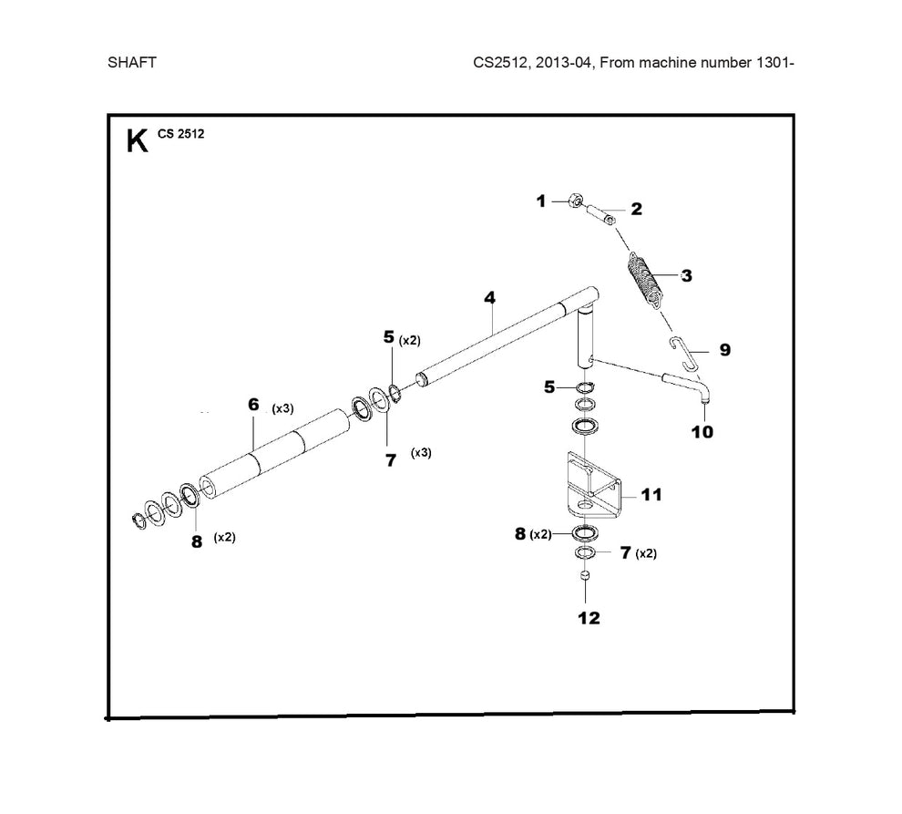 Shaft Assembly 3 Parts For Wire Saw CS 2512 By Husqvarna
