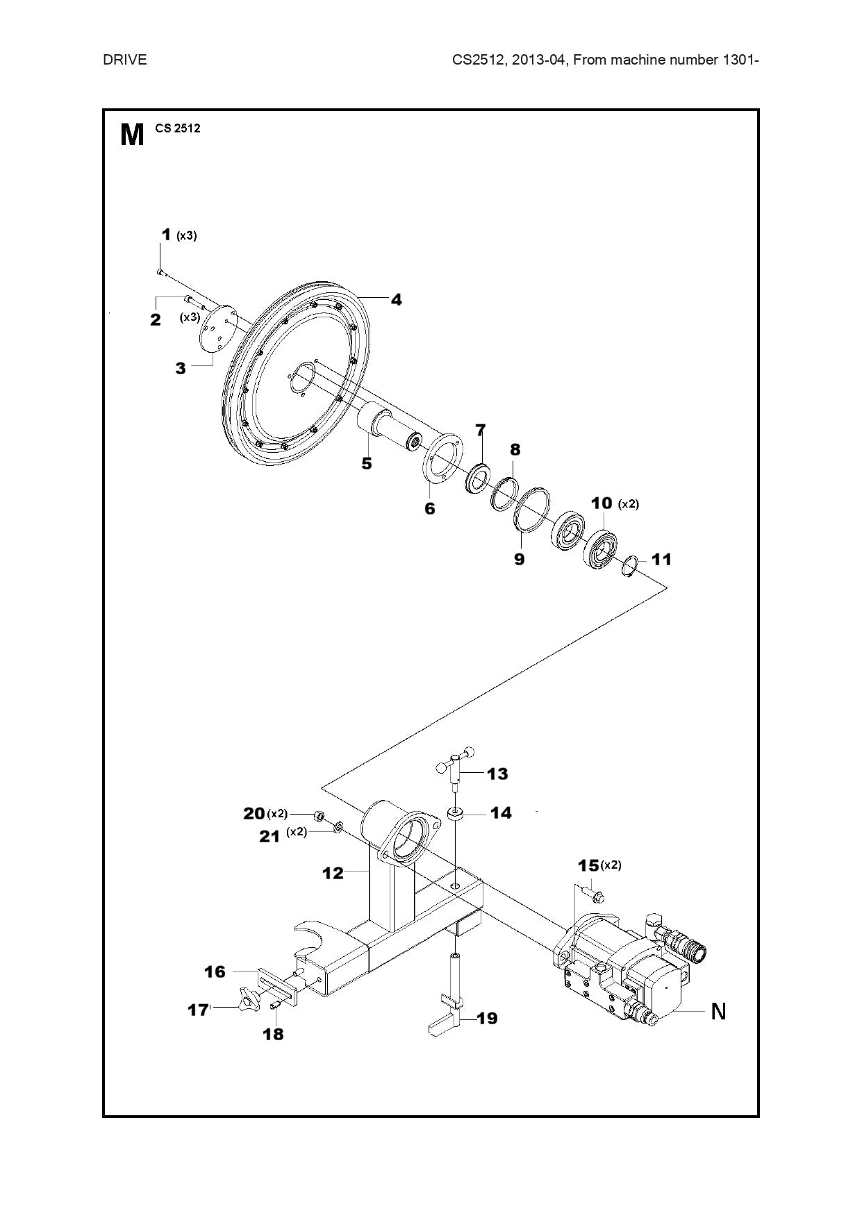 Drive Assembly Parts For Wire Saw CS 2512 By Husqvarna
