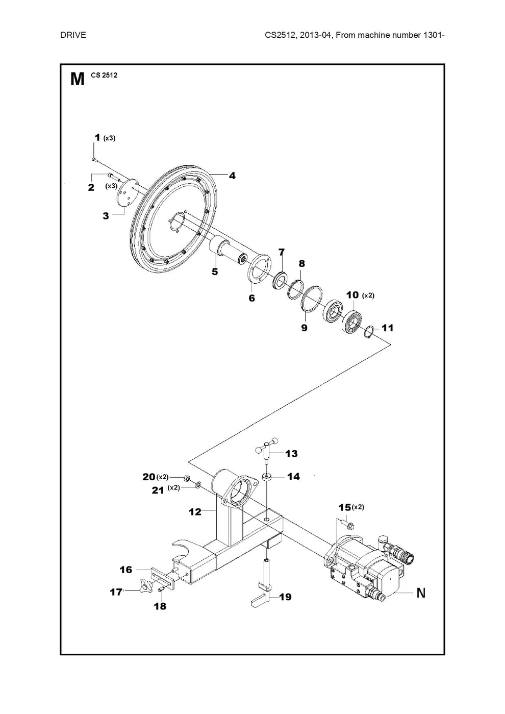 Drive Assembly Parts For Wire Saw CS 2512 By Husqvarna