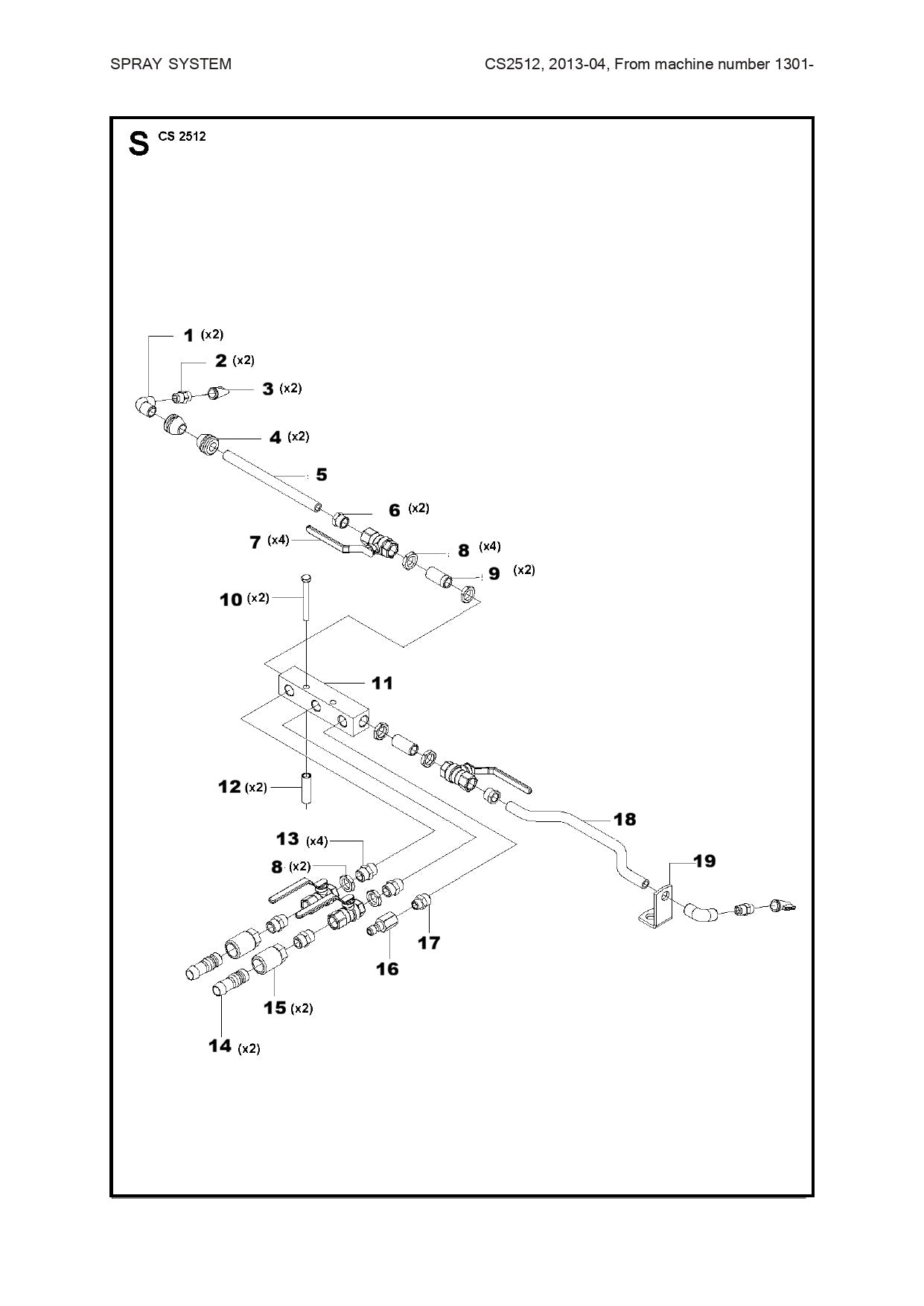 Spray System Parts For Wire Saw CS 2512 By Husqvarna