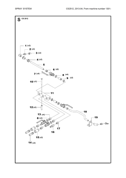 Spray System Parts For Wire Saw CS 2512 By Husqvarna