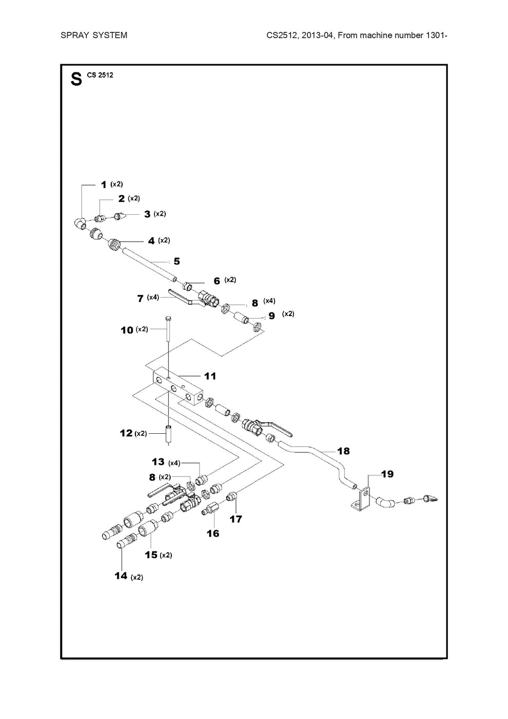 Spray System Parts For Wire Saw CS 2512 By Husqvarna