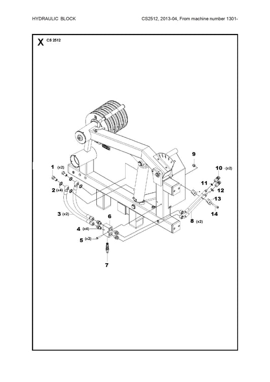 Hydraulic Block Assembly Parts For Wire Saw CS 2512 By Husqvarna