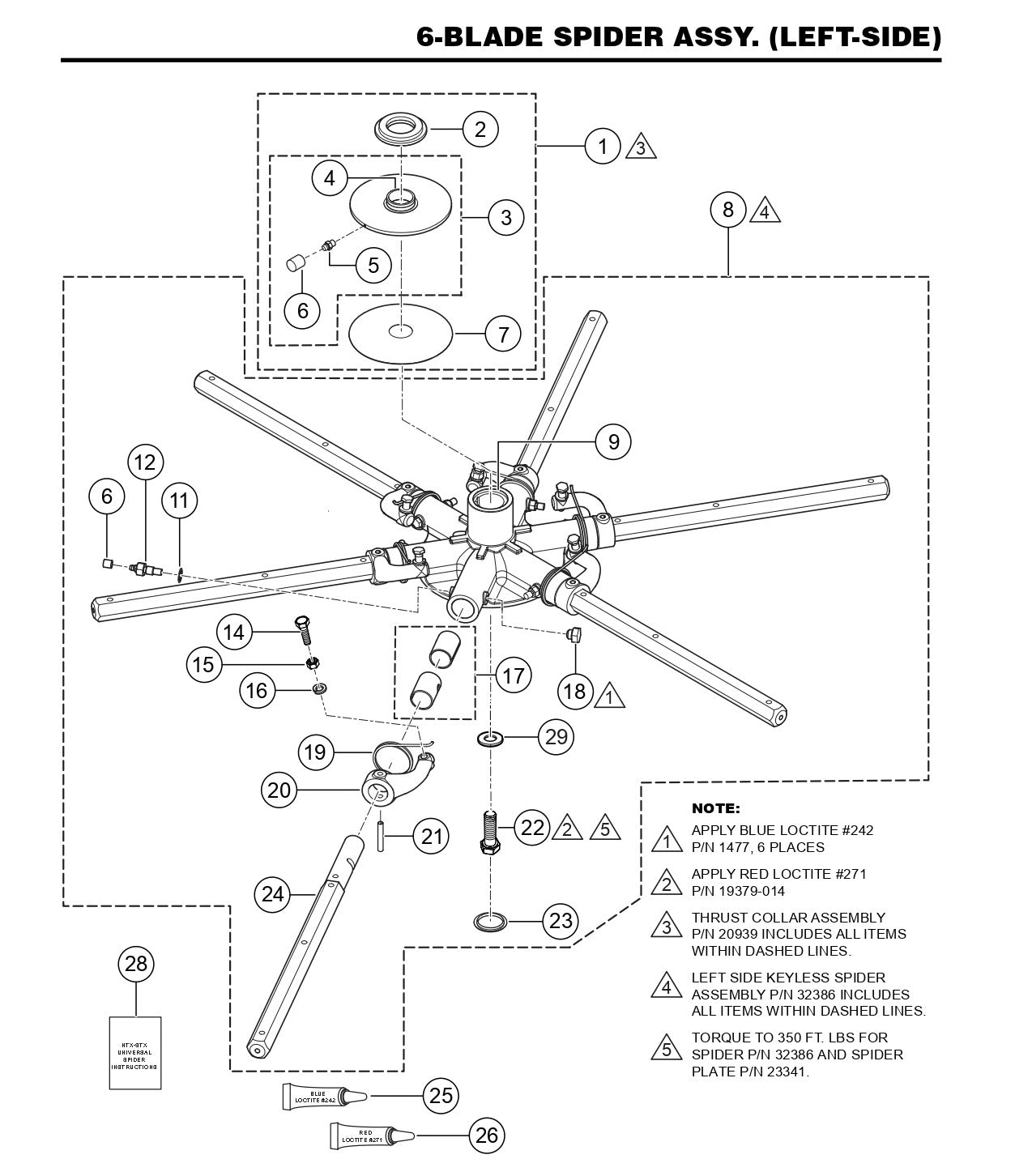 HTX6H 6-Blade Spider Assembly (Left-Side)