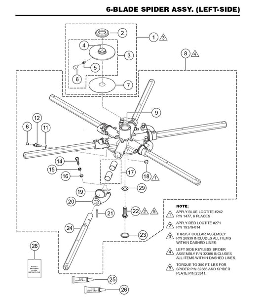HTX6H 6-Blade Spider Assembly (Left-Side)