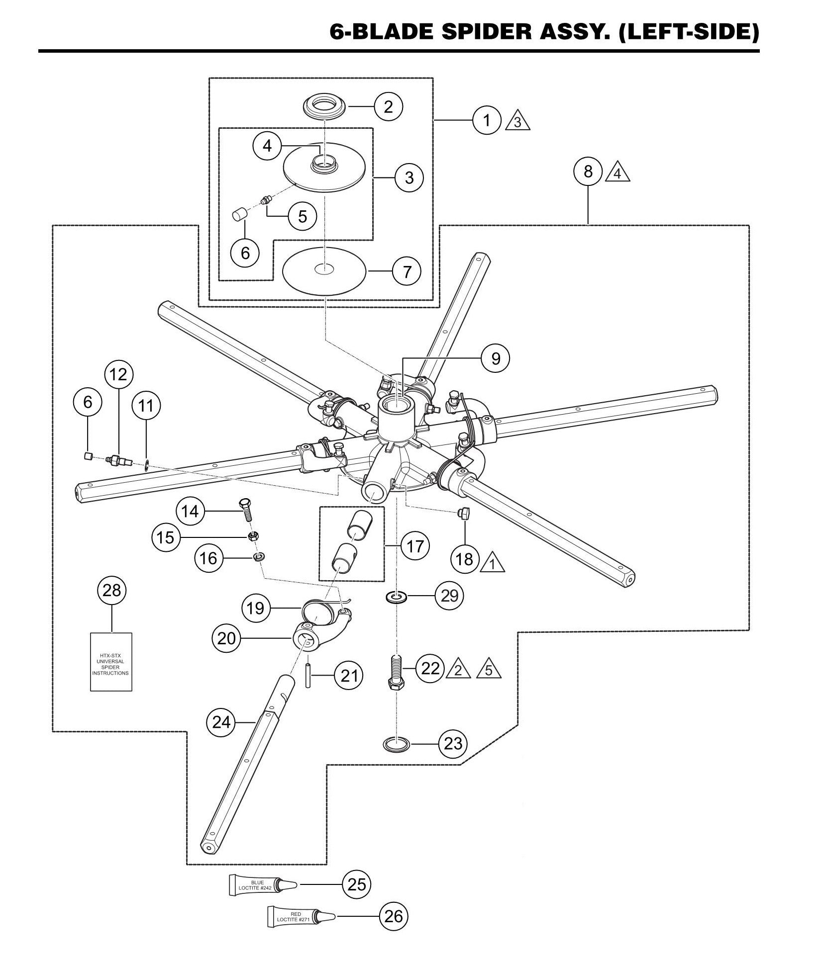 STX6H 6-Blade Spider Assembly (Left-Side)