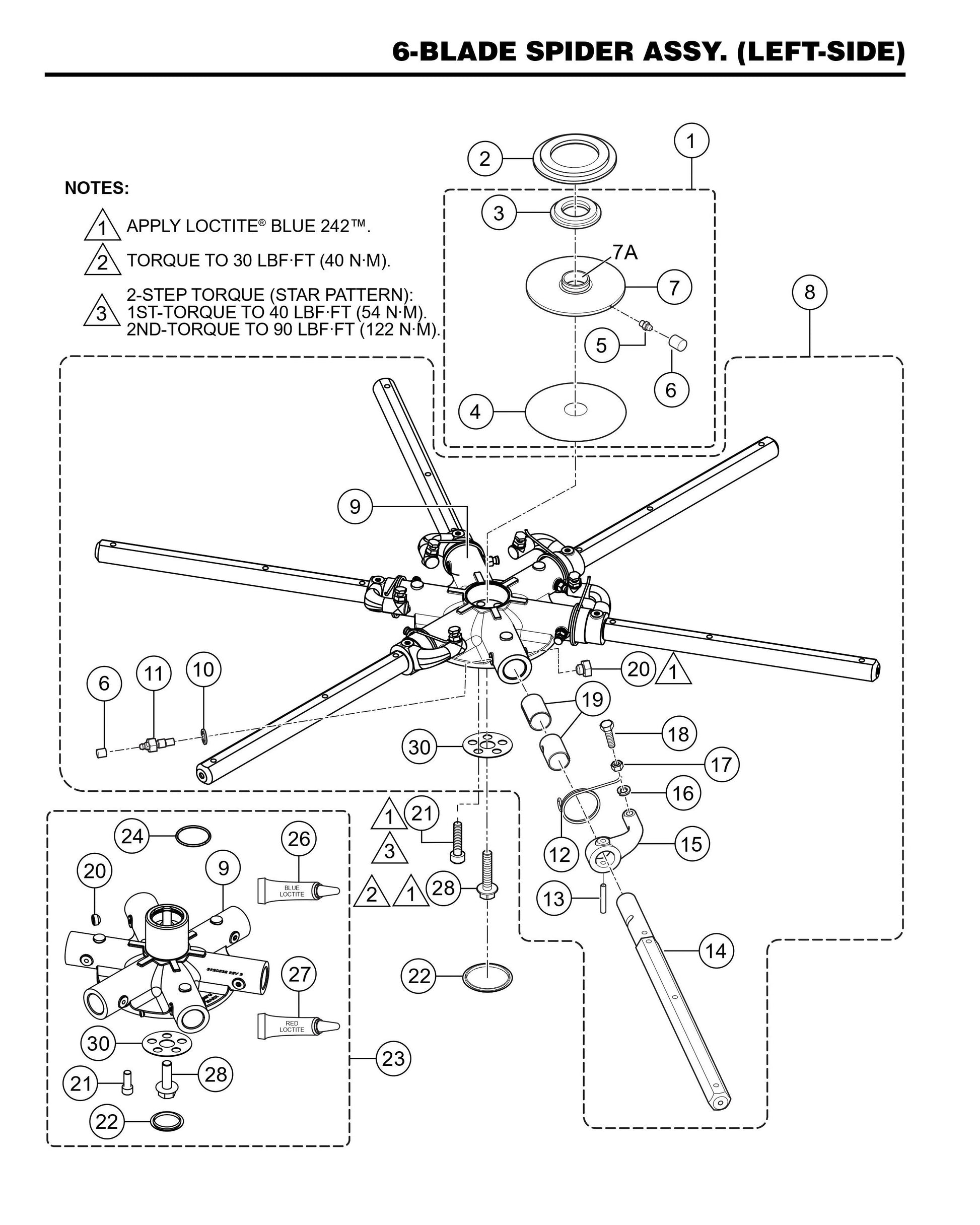 STXDF 6-Blade Spider Assembly (Left-Side)