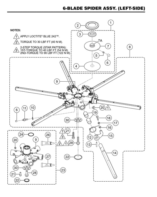 STXDF 6-Blade Spider Assembly (Left-Side)