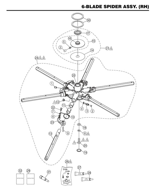 STX55J6-Y6 6-Blade Spider Assembly (RH)