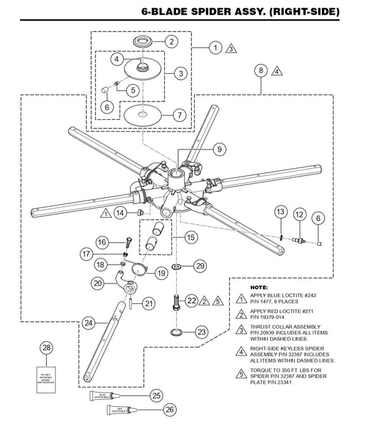 HTX6H 6-Blade Spider Assembly (Right-Side)