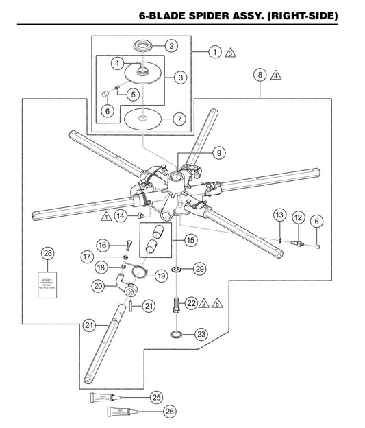 STX6H 6-Blade Spider Assembly (Right-Side)