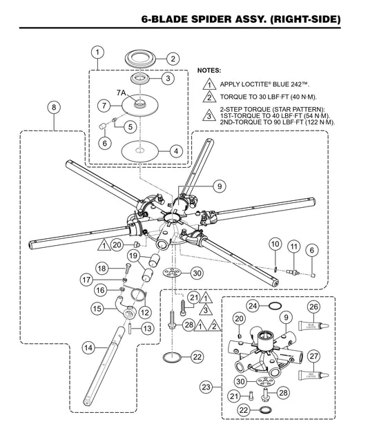 STXDF 6-Blade Spider Assembly (Right-Side)