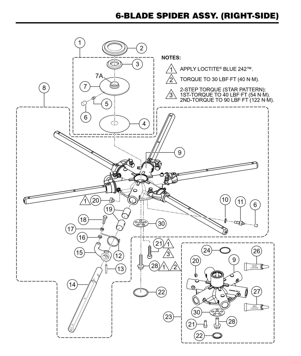 STXDF 6-Blade Spider Assembly (Right-Side)