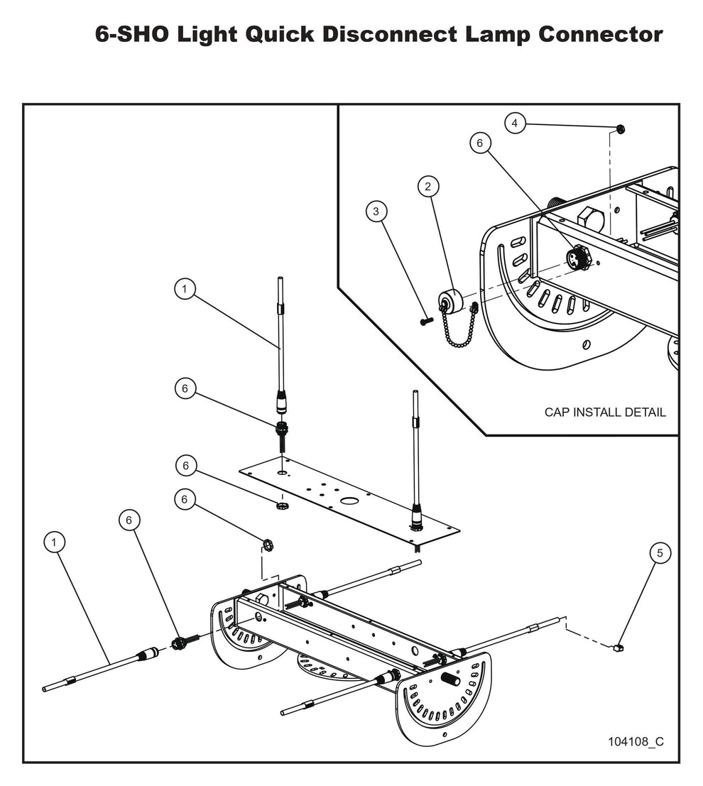 6-SHO Light Quick Disconnect Lamp Connector Parts By Allmand