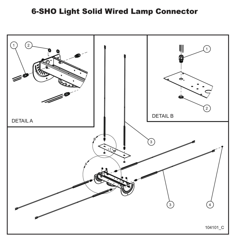 6-SHO Light Solid Wired Lamp Connector Parts By Allmand