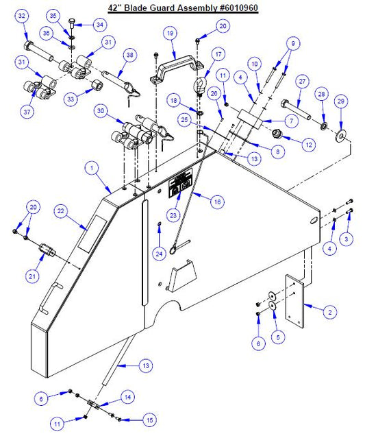6010960 42&quot; Blade Guard  Assembly Fits Core Cut CC7574DK Walk Behind Saw By Diamond Products