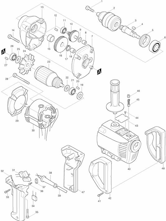 6013BR Drill Assembly Parts By Makita