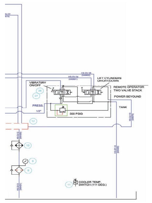 TRTP255T4 Triple Roller Tube Pavers Vibration Hydraulic Schematic Assembly Parts by Allen Engineering
