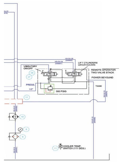 TRTP255T4 Triple Roller Tube Pavers Vibration Hydraulic Schematic Assembly Parts by Allen Engineering