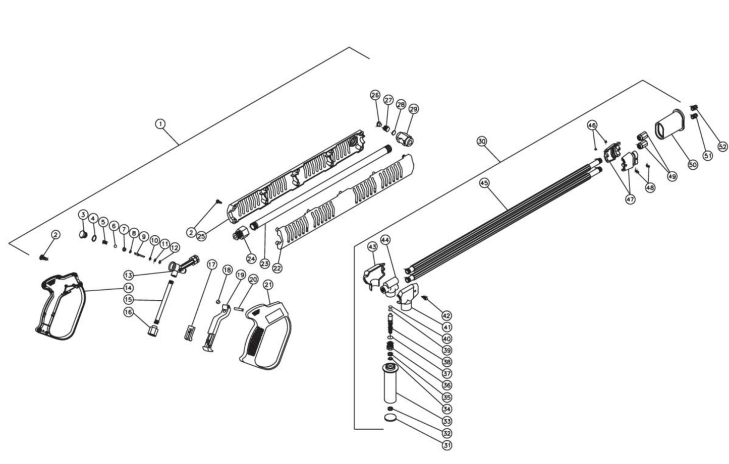 HSP-2003-3MGH/3MGV (sn:26204-15010743), HSP-2003-3MGH/3MGV (sn:0-26203) Gun, Wand & Lance Assembly Parts By Mi-T-M