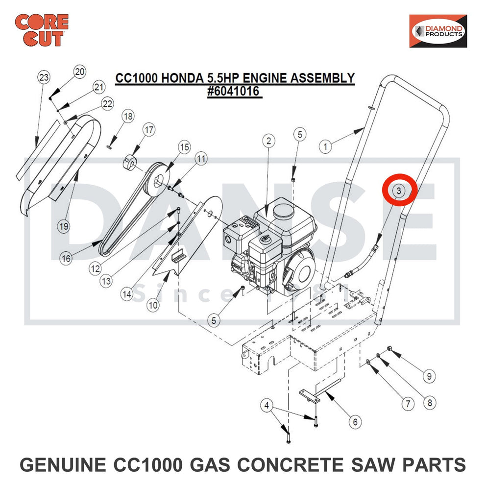 6030108 Oil Drain Assembly for CC1000 Concrete Saw Core Cut by Diamond Products
