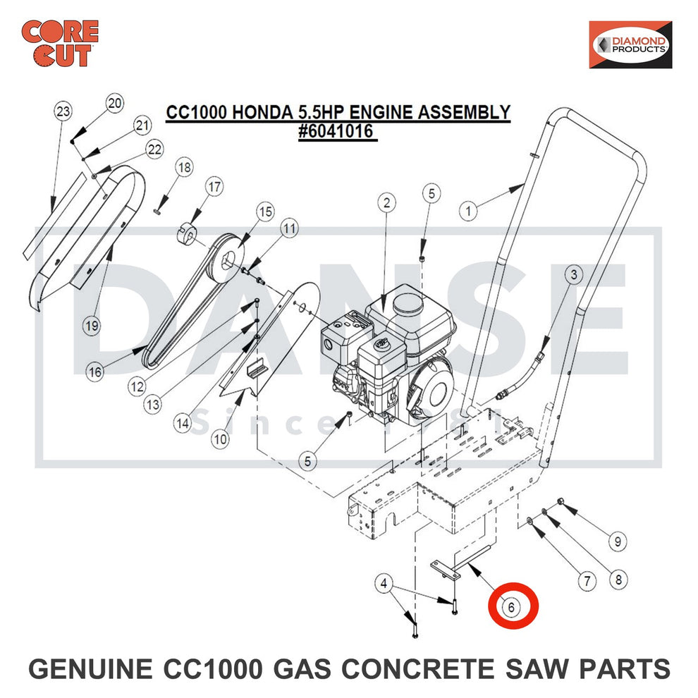 6041082 Belt Adjustment Shaft for CC1000 Concrete Saw Core Cut by Diamond Products