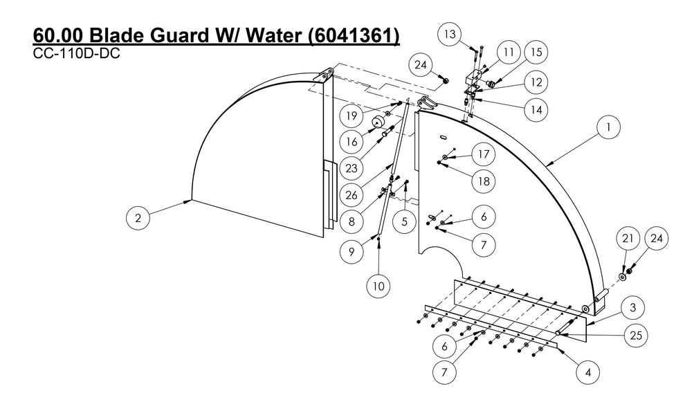CC-110D-DC 60.00 Blade Guard W/ Water Assembly Parts
