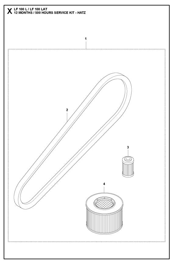 12 Months-500 Hours Service Kit-Hatz Assembly Parts For LF 100 L Diesel By Husqvarna