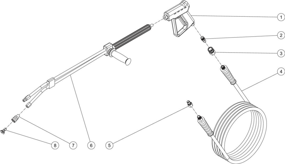 HSP-2503-0MMH/0MMK/0MMM/0MMS Gun/Wand/Hose Assembly Parts By Mi-T-M