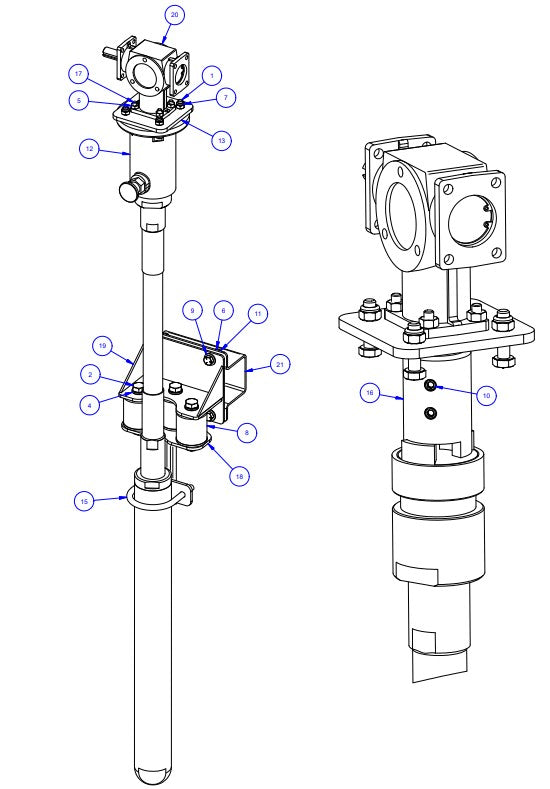 TRTP275 Triple Roller Tube Pavers RH End Vibrator Assembly Parts by Allen Engineering