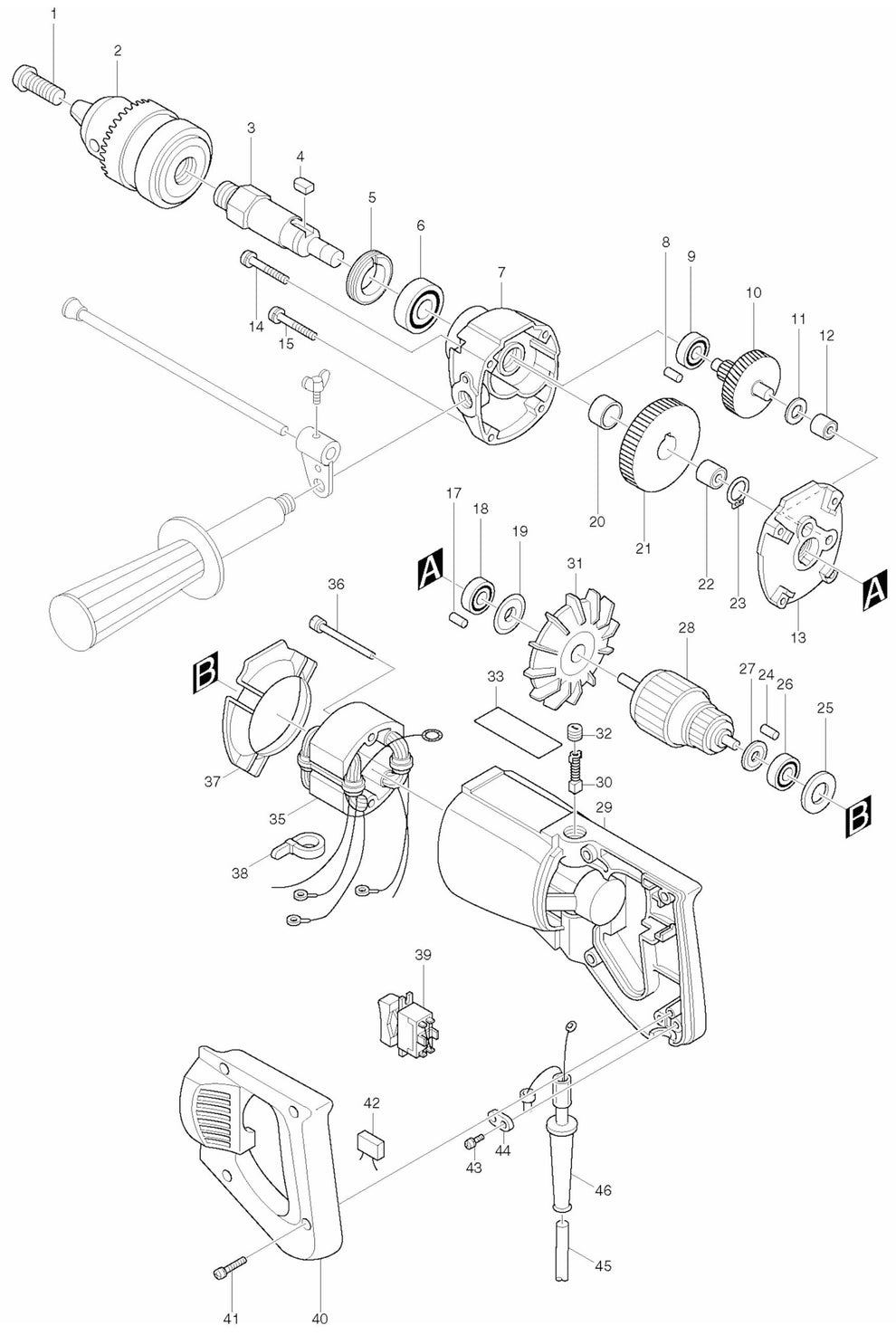 6300LR Drill Assembly Parts By Makita