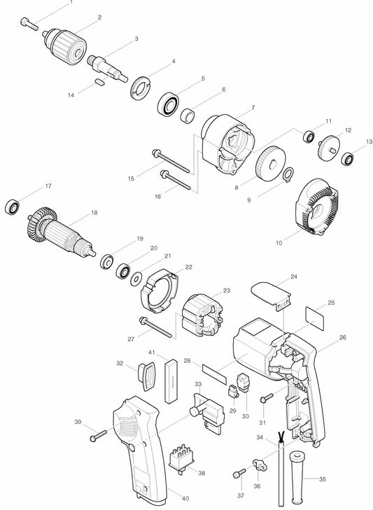 6302H Drill Assembly Parts By Makita