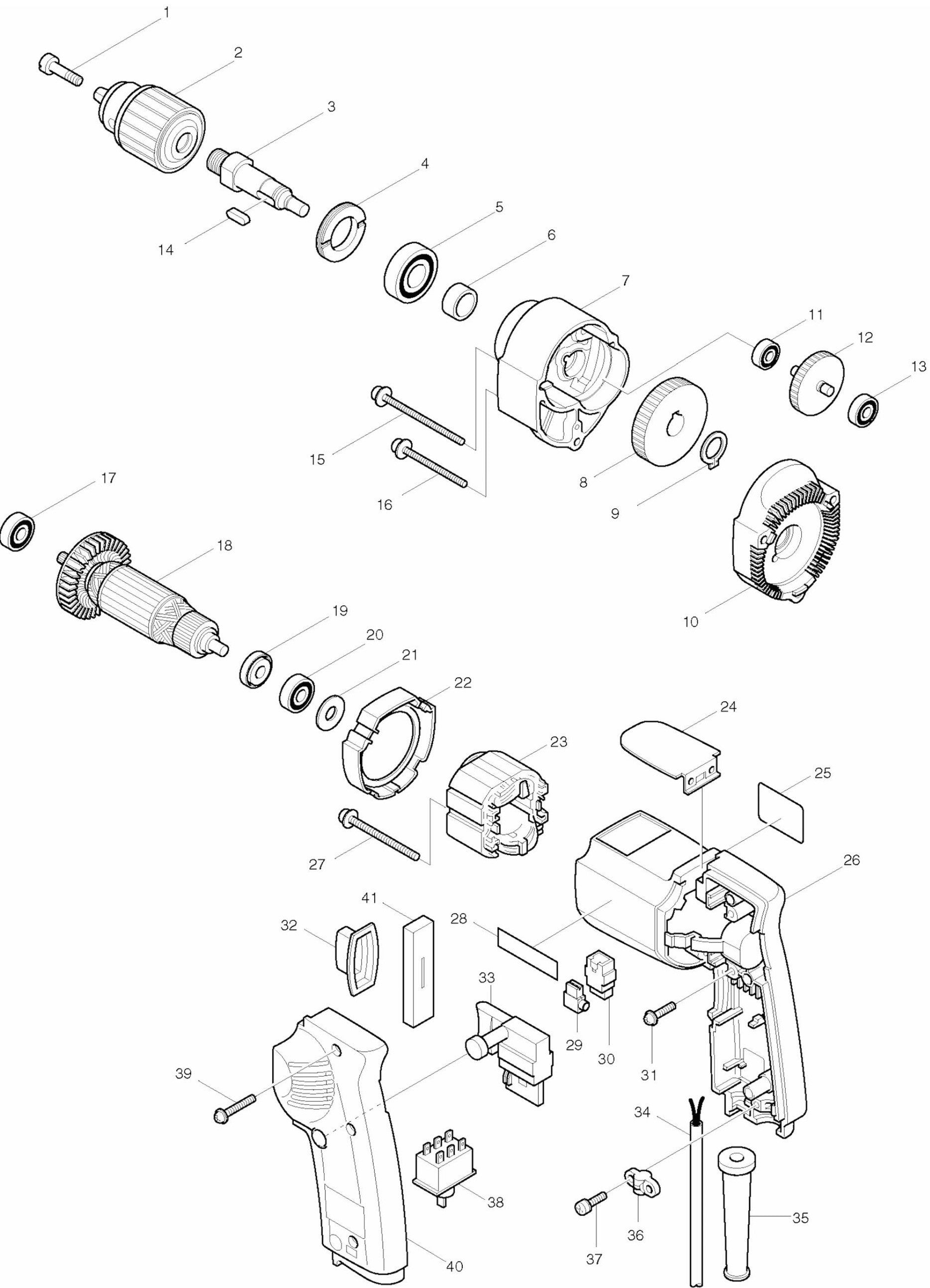 6303H Drill Assembly Parts By Makita