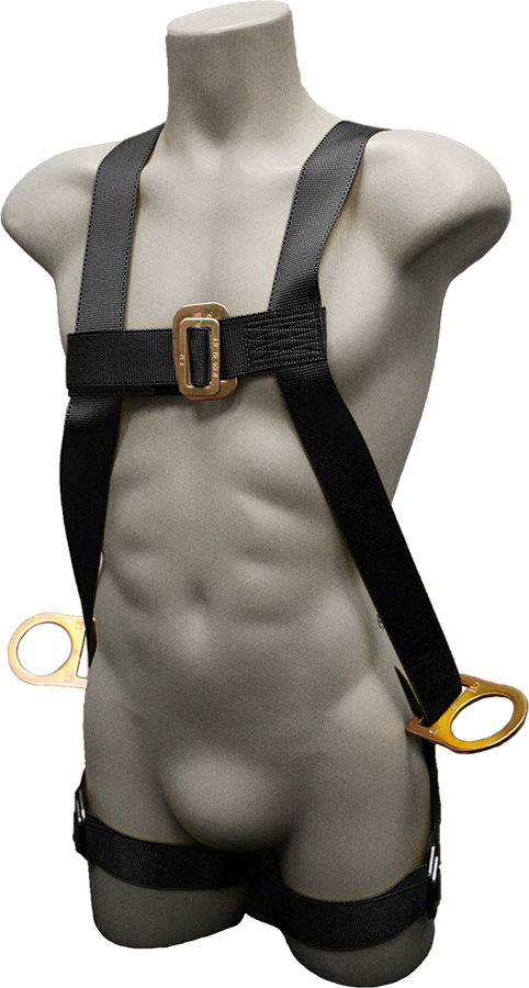631B-HOT Full Body Harness, single back dorsal d-ring, hip d-rings, pass-thru legs, kevlar webbing by FrenchCreek Production Black