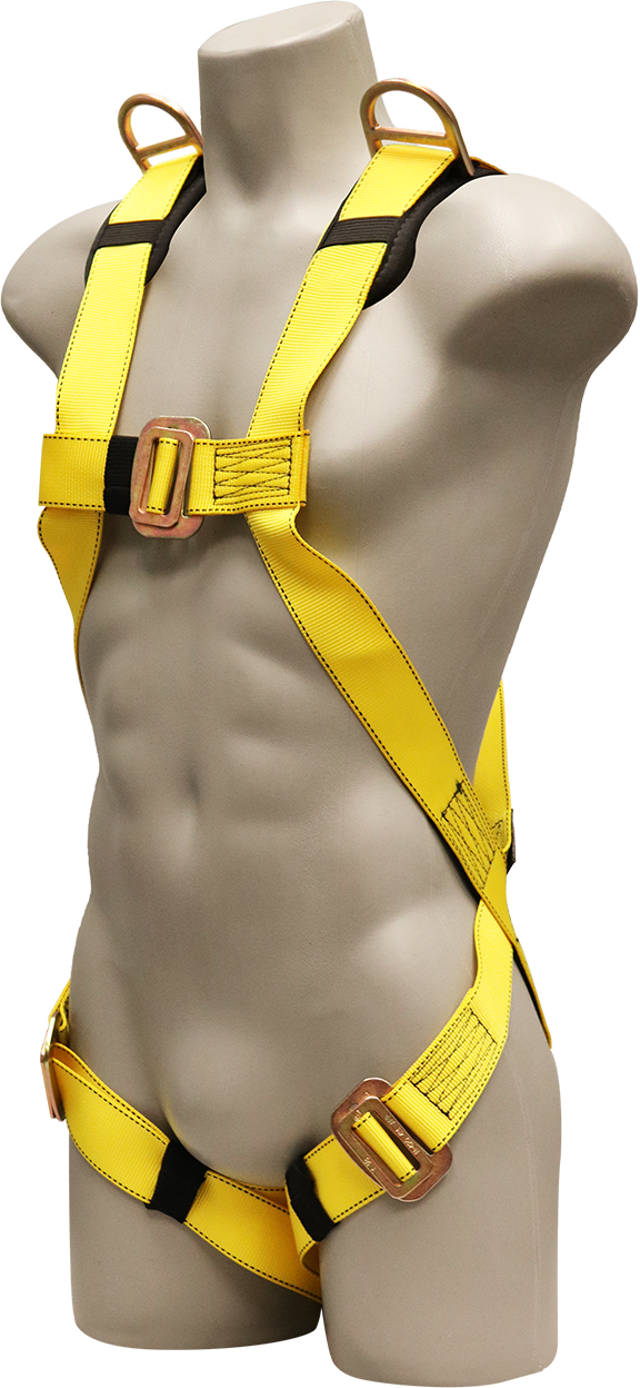 631D  Full Body Harness, single back dorsal d-ring, shoulder d-rings, pass-thru legs by FrenchCreek Production Yellow