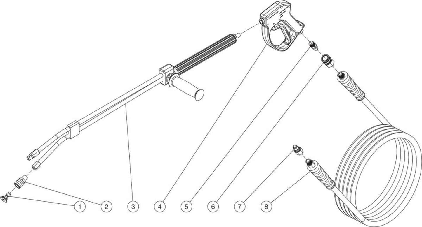 HSP-3000-0MGM (sn:0-99999999) Gun/Wand/Hose Assembly Parts By Mi-T-M