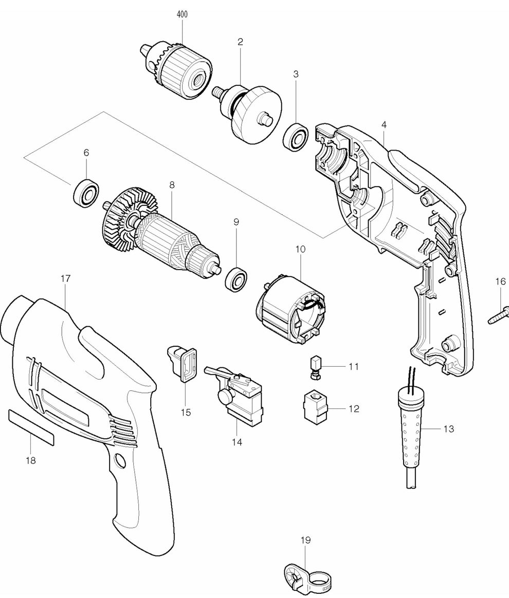 6405 Drill Assembly Parts By Makita