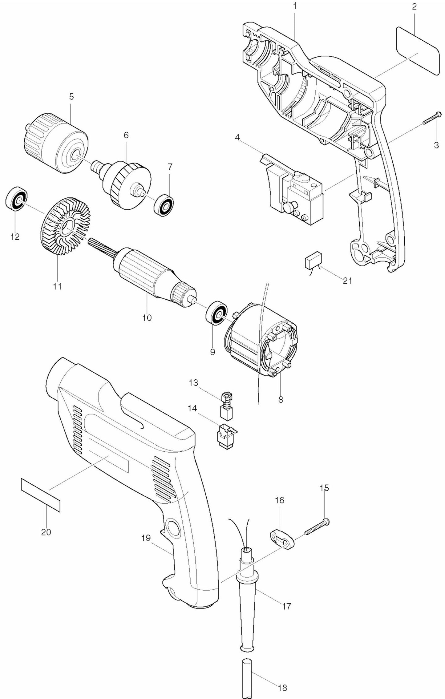 6408 Drill Assembly Parts By Makita