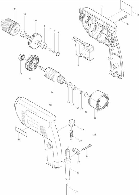 6410 Drill Assembly Parts By Makita