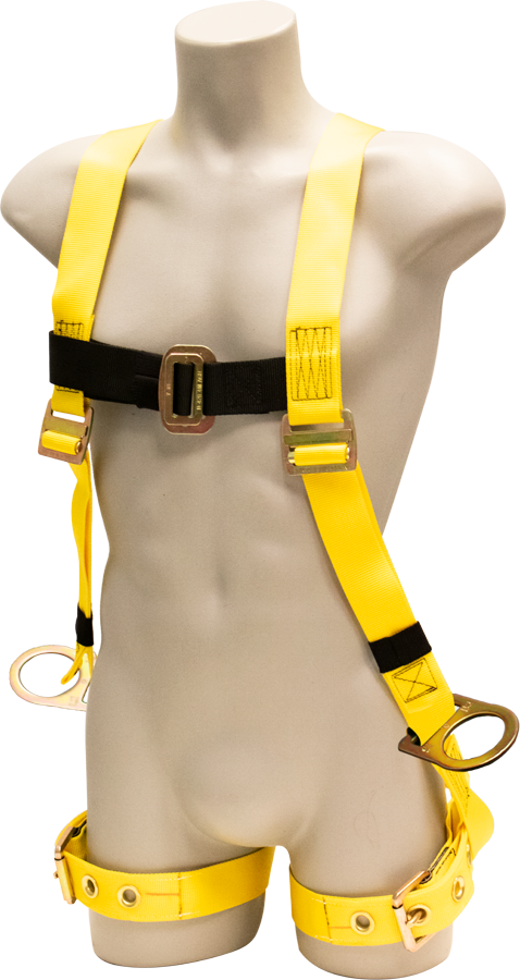 650B Full Body Harness, single back dorsal d-ring, hip d-rings, tongue buckle/grommet legs by FrenchCreek Production Yellow