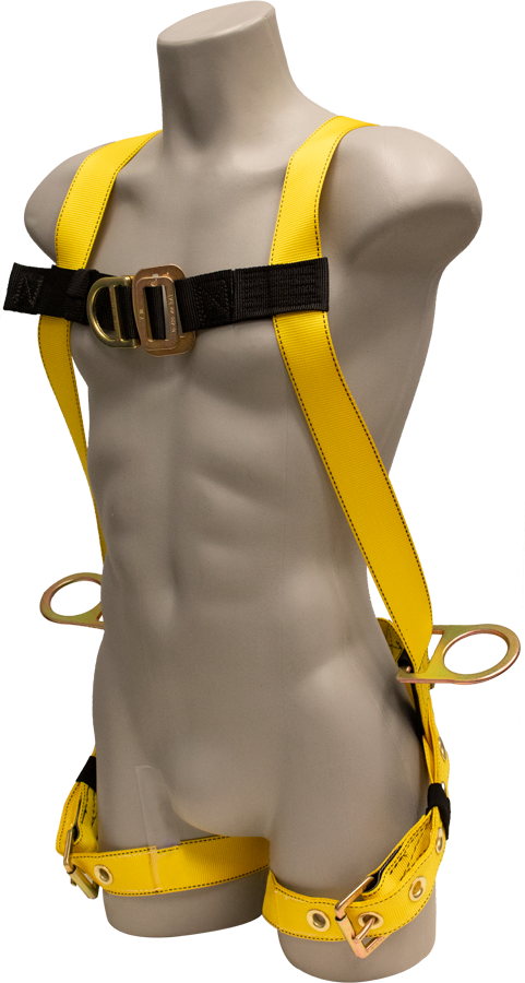 651BH Full Body Harness, single back dorsal d-ring, hip d-rings, chest d-ring, tongue buckle/grommet legs by FrenchCreek Production Yellow