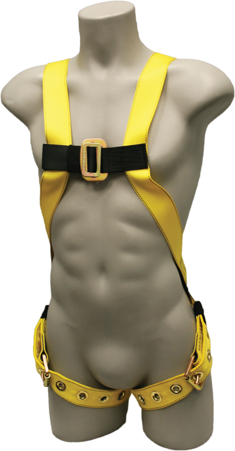 651 Full Body Harness, single back dorsal d-ring, tongue buckle/grommet legs by FrenchCreek Production Yellow