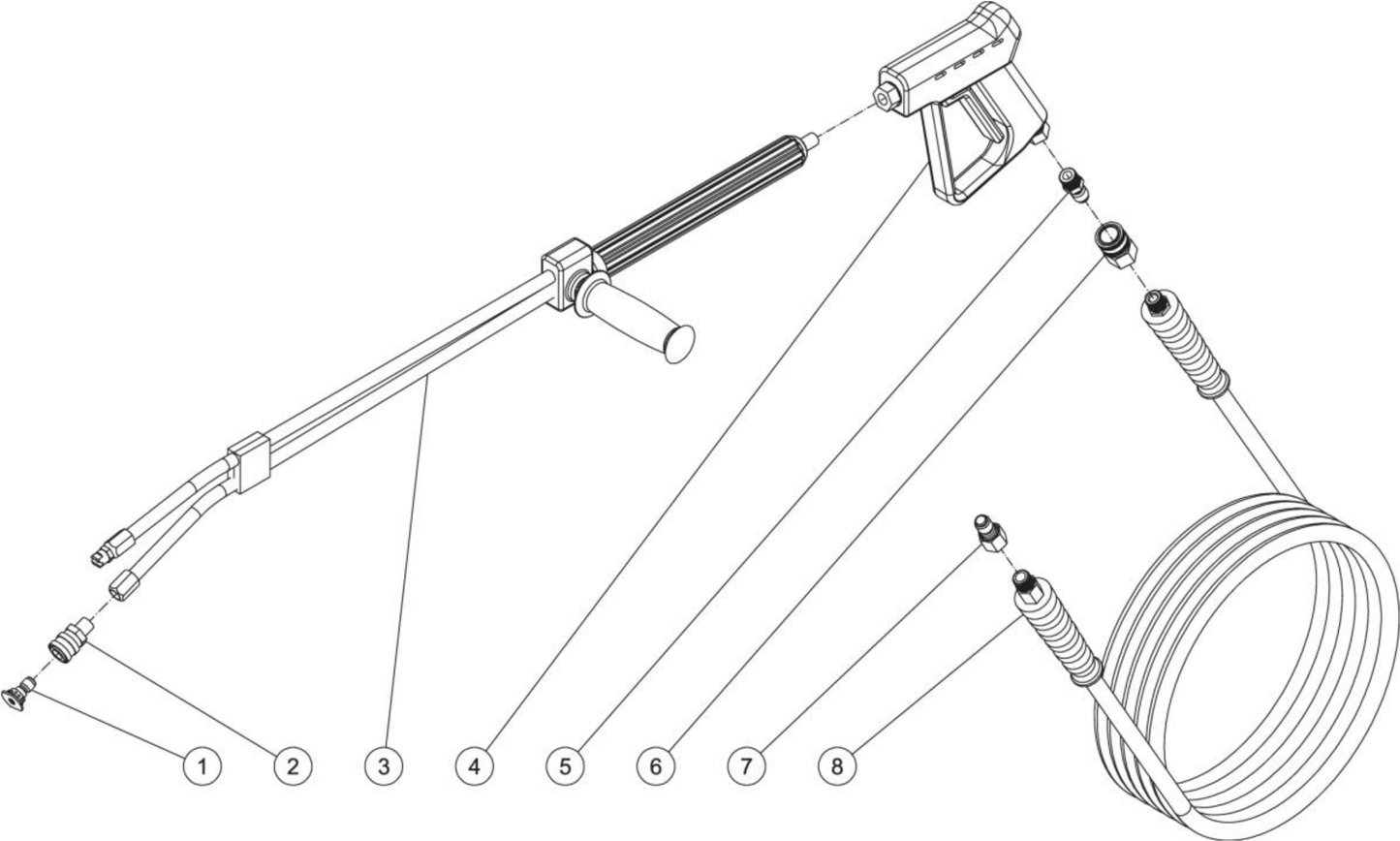HSP-3504-3MGH (sn:15070470-15074024)/(sn:15010744-15048210) Gun/Wand/Hose Assembly Parts By Mi-T-M