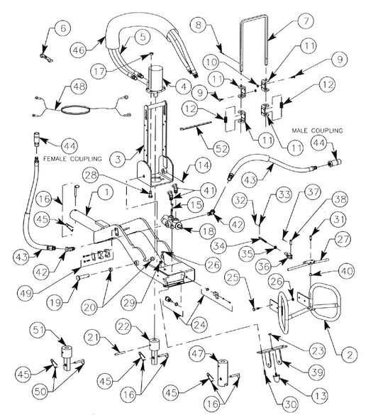 660-DIG Control Handle Assembly 660H And 660V DIG-R-MOBILE (Starting With Serial Number 26386) Parts By General Equipment