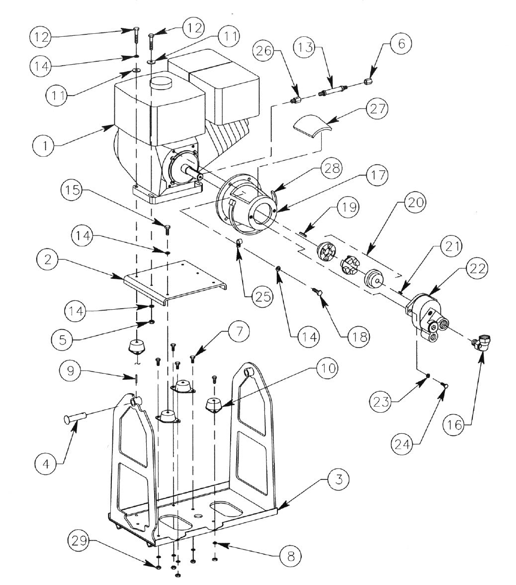 660-DIG Engine Cradle Assembly 660H And 660V DIG-R-MOBILE (Serial Numbers 25781 Thru 26385) Parts By General Equipment