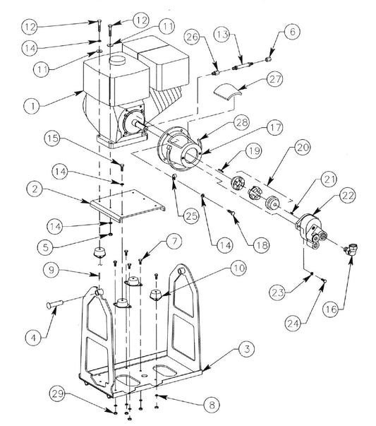 660-DIG Engine Cradle Assembly 660H And 660V DIG-R-MOBILE (Serial Numbers 25781 Thru 26385) Parts By General Equipment