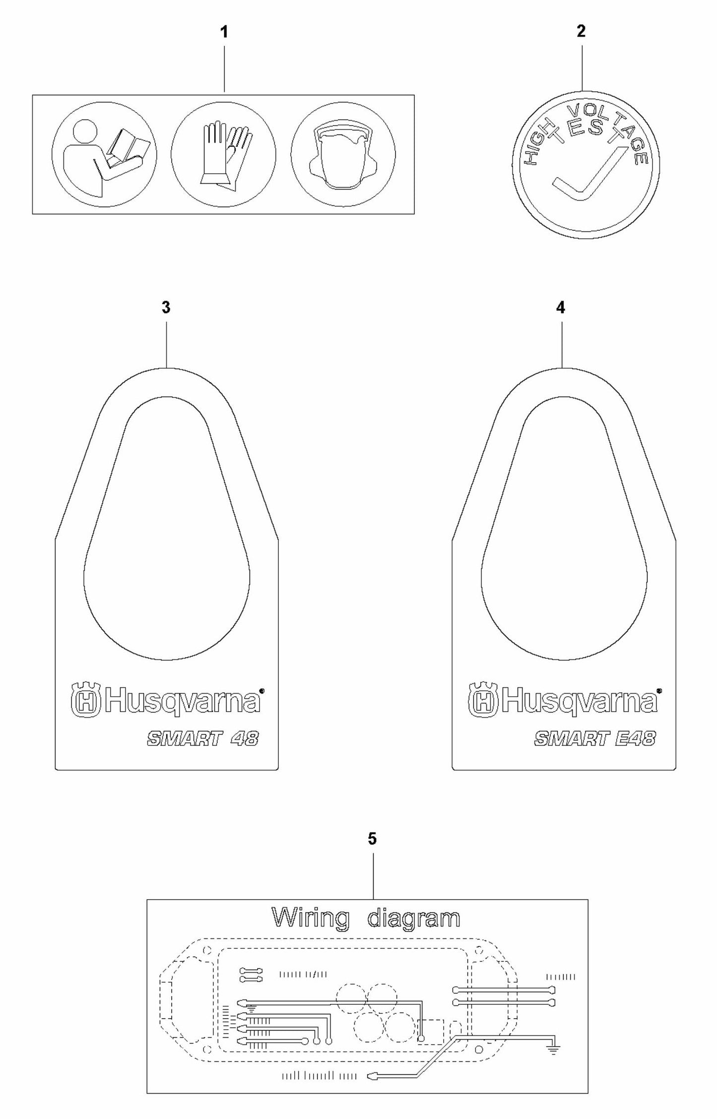 SMART 48/SMART 48E Decals Assembly Parts by husqvarna
