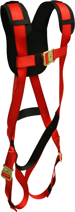 671PR Full Body Harness, single back dorsal d-ring, bayonet buckle legs, P-option, Red by FrenchCreek Production Red